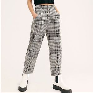 Free People Posey Plaid Pants NWT Sz L